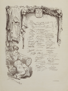 29175 Blad met handtekeningen van de deelnemers aan het diner ter gelegenheid van het 75-jarig bestaan van het ...